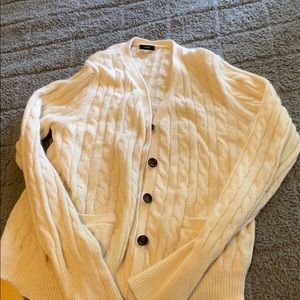 J crew creamy white angora rabbit fur cardigan